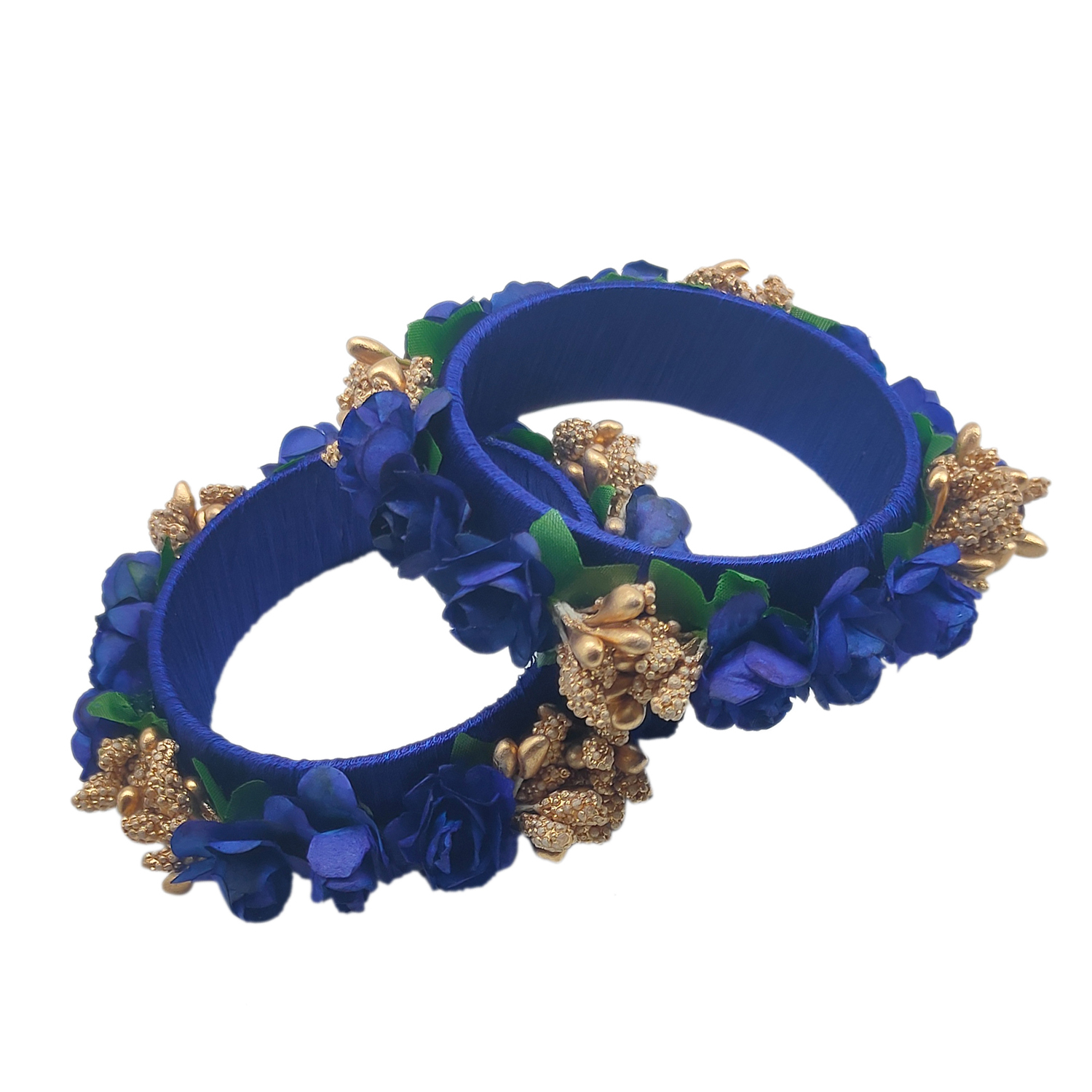 Fancy Royal Blue Color Silk Thread Flower Design Kada for Women & Girls