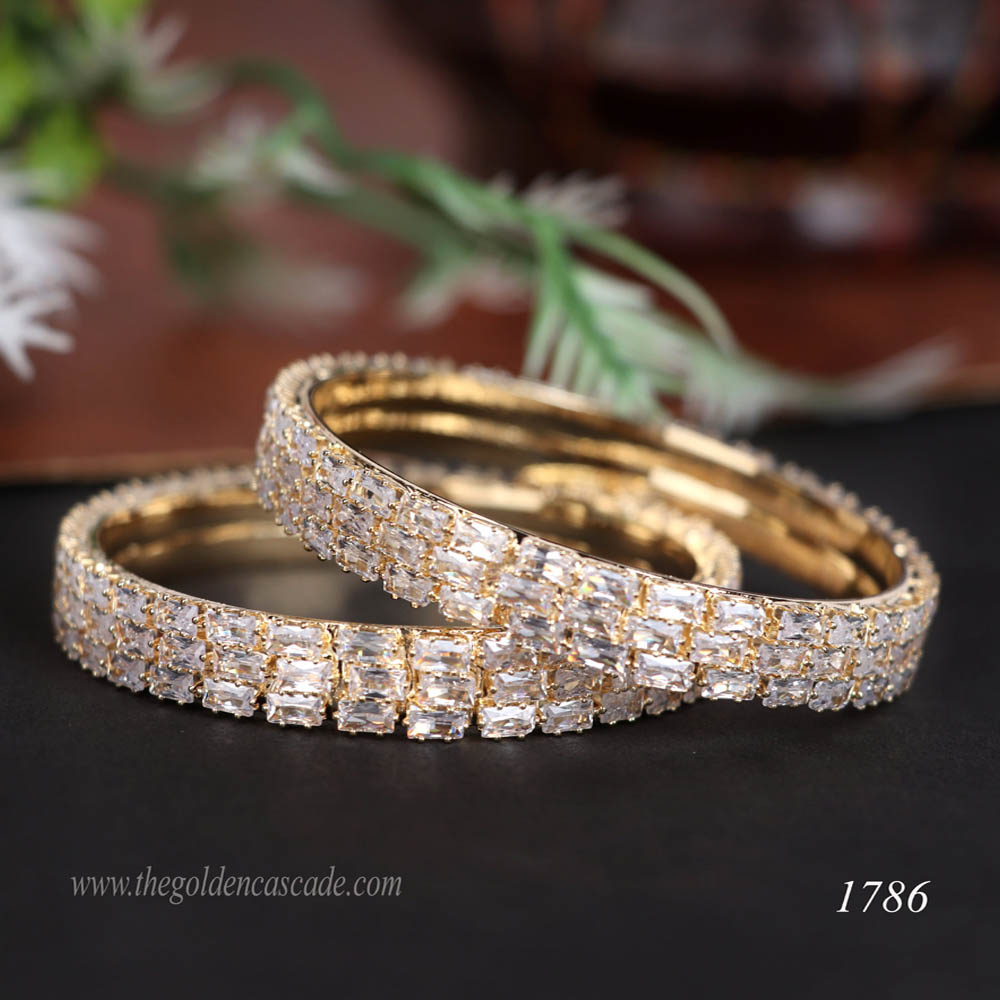 Fancy Gold Plated wtih AD Stone Studded Design Jewelry Metal Kada / Bangles for Women & Girls / (AD-1786)