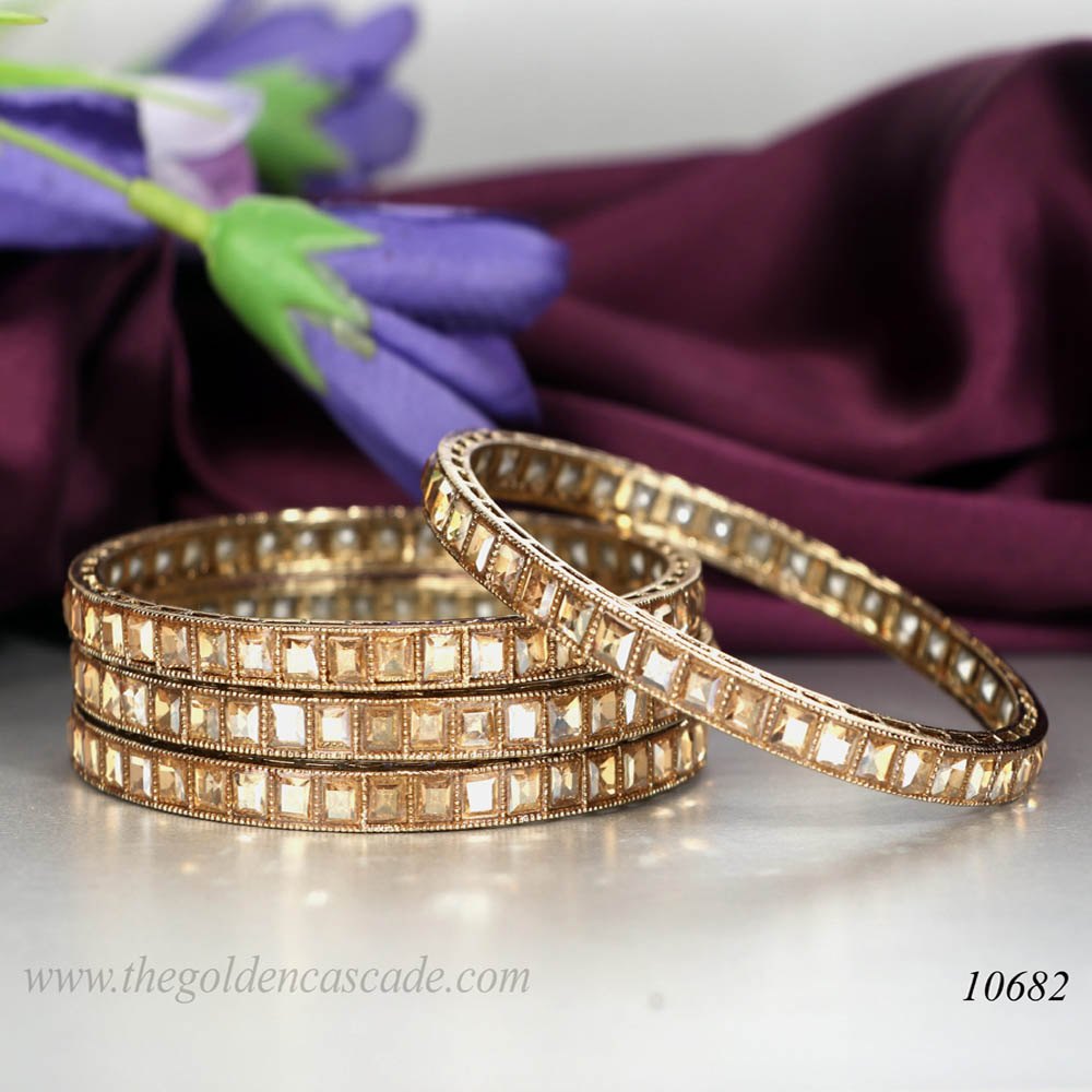 Fancy Gold Plated wtih AD Stone Studded Design Jewelry Metal Kada / Bangles for Women & Girls / (AD-10682)