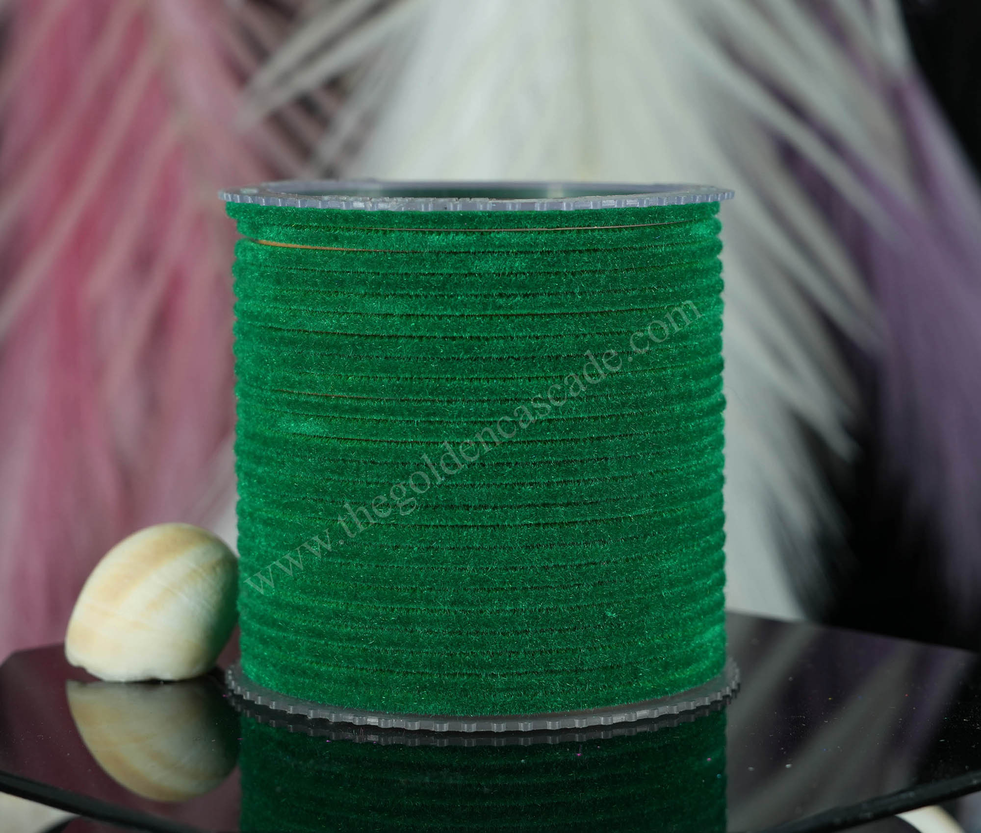 Fancy Green Color Velvet Metal Bangles Set for Women & Girls