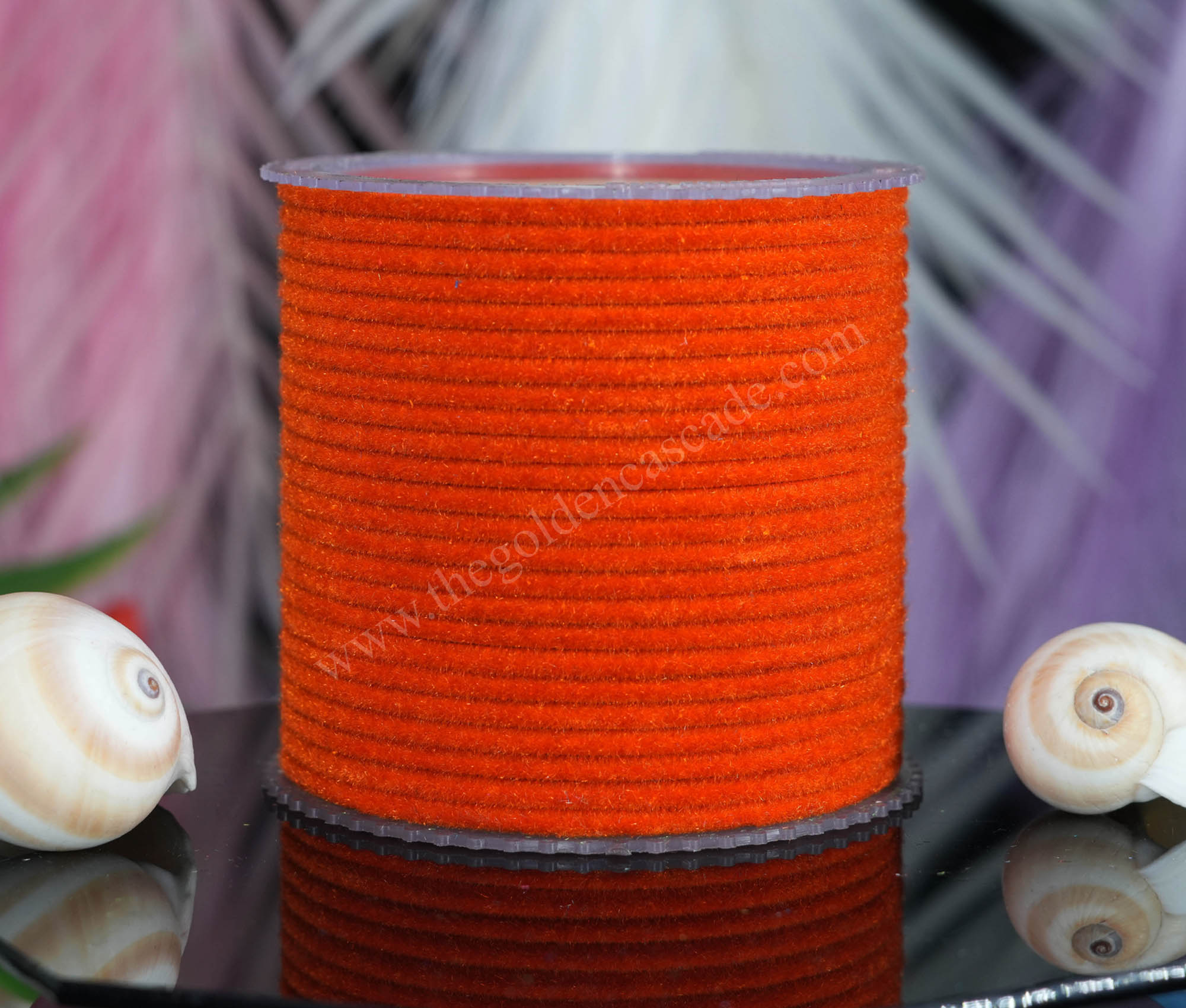 Fancy Orange Color Velvet Metal Bangles for Women & Girls