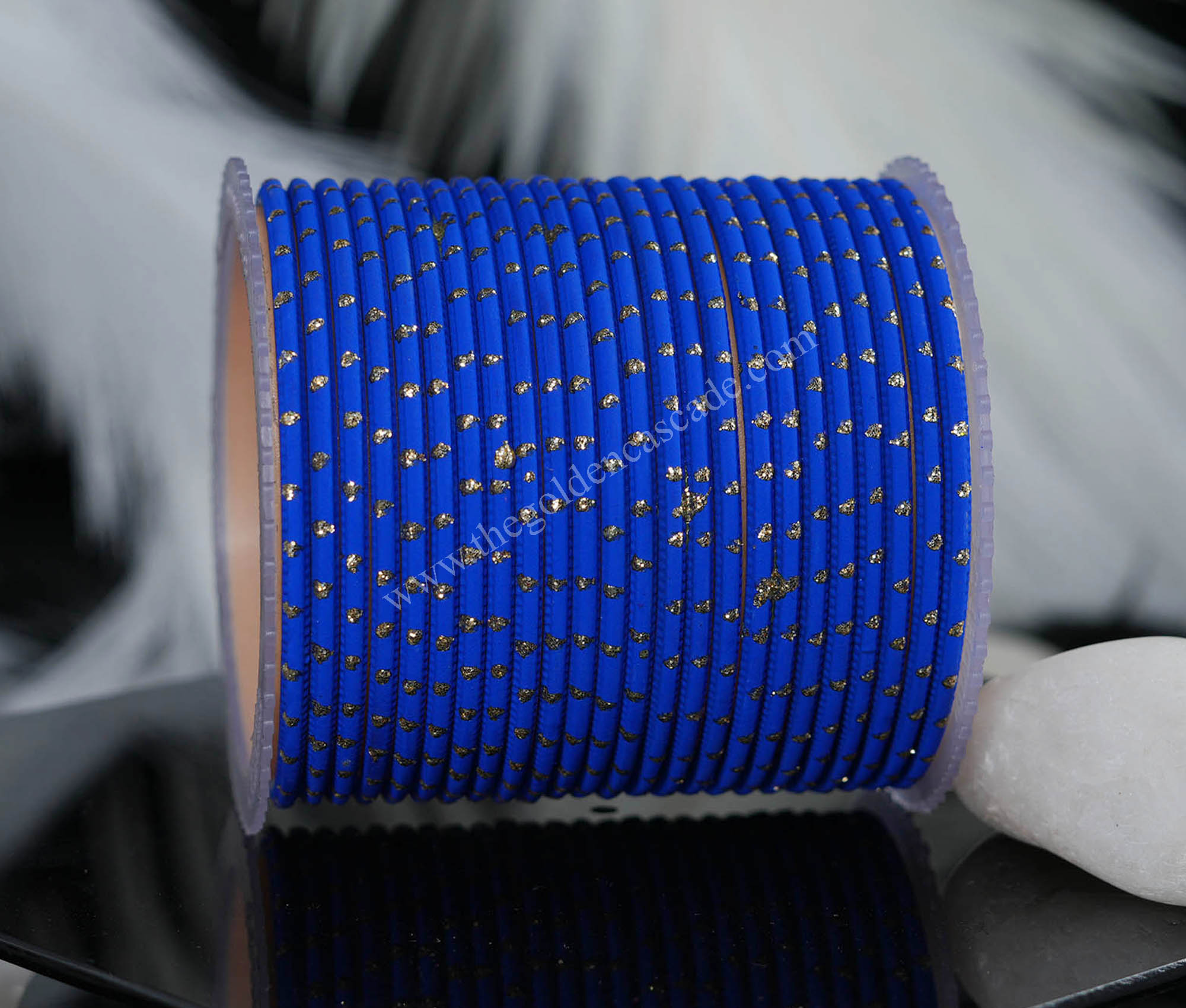 Fancy Royal Blue Color Dot Design Metal Bangles Set for Women & Girls