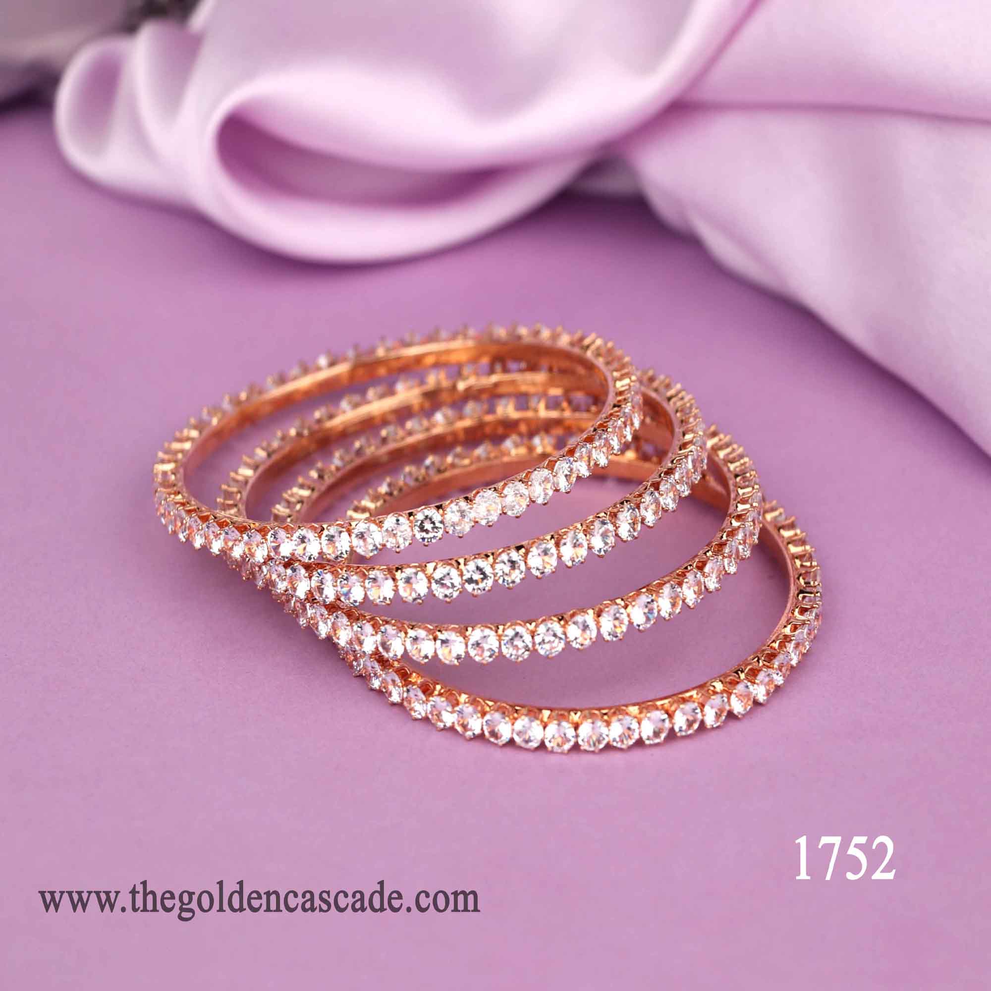 Beautiful Rose Gold Plated with AD Stone Studded Metal Kada / Bracelet Jewelry for Women & Girls / (AD-1752)