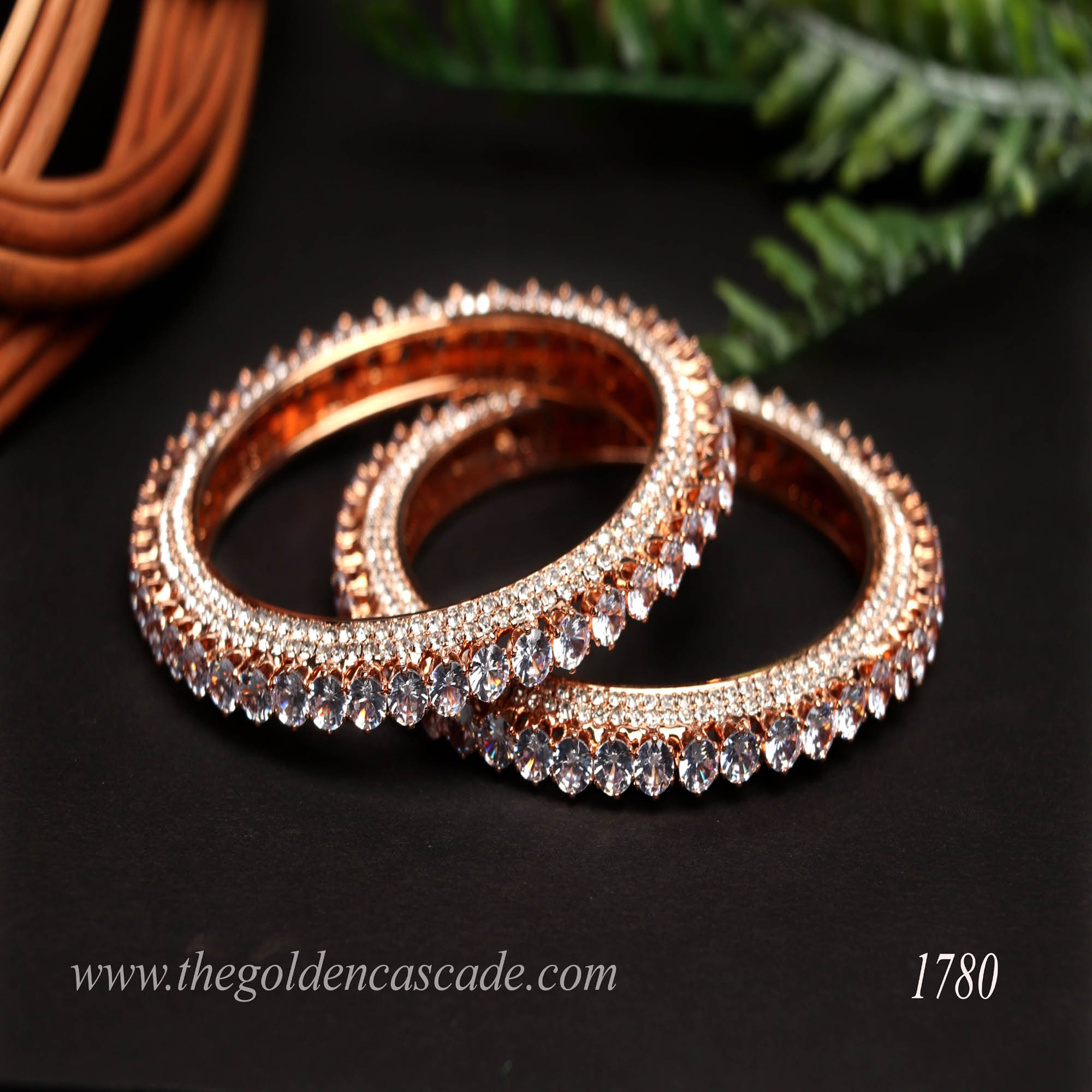 Beautiful Rose Gold Plated with AD Stone Studded Metal Kada / Bracelet Jewelry for Women & Girls / (AD-1780)