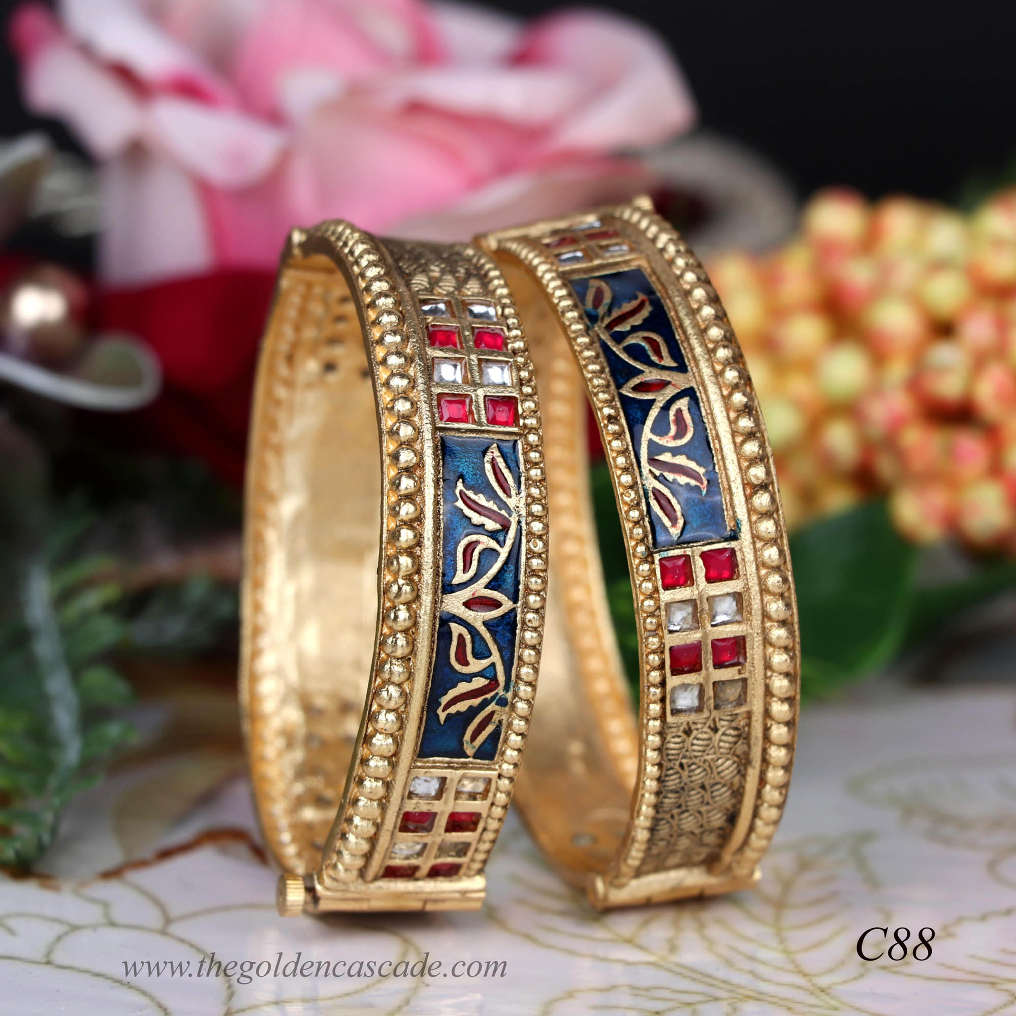 Beautiful Design Gold Plated Metal Kada / Bracelet Jewelry for Women & Girls / (C-88)