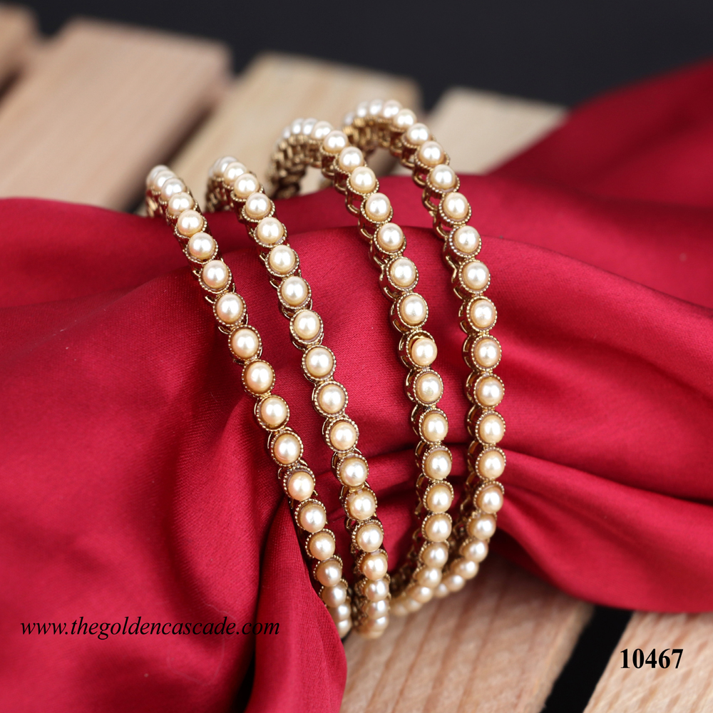 Fashion Jewelry Golden Plated Design with Pearl Studded Metal Bangle / Bracelet Kada for Women & Girls / (AD-10467)